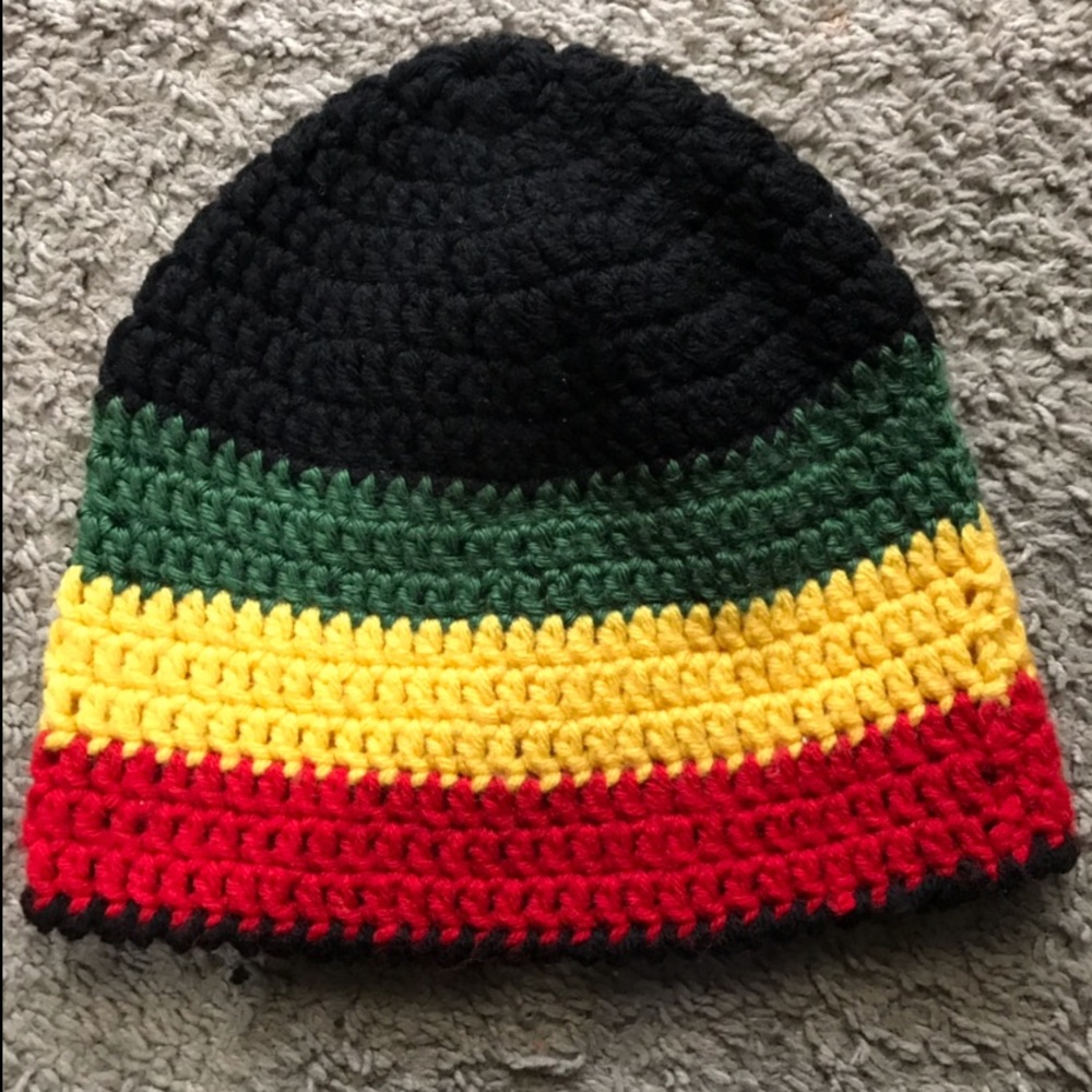 [Hand Knit] Rasta Color Beanie -  Sz L